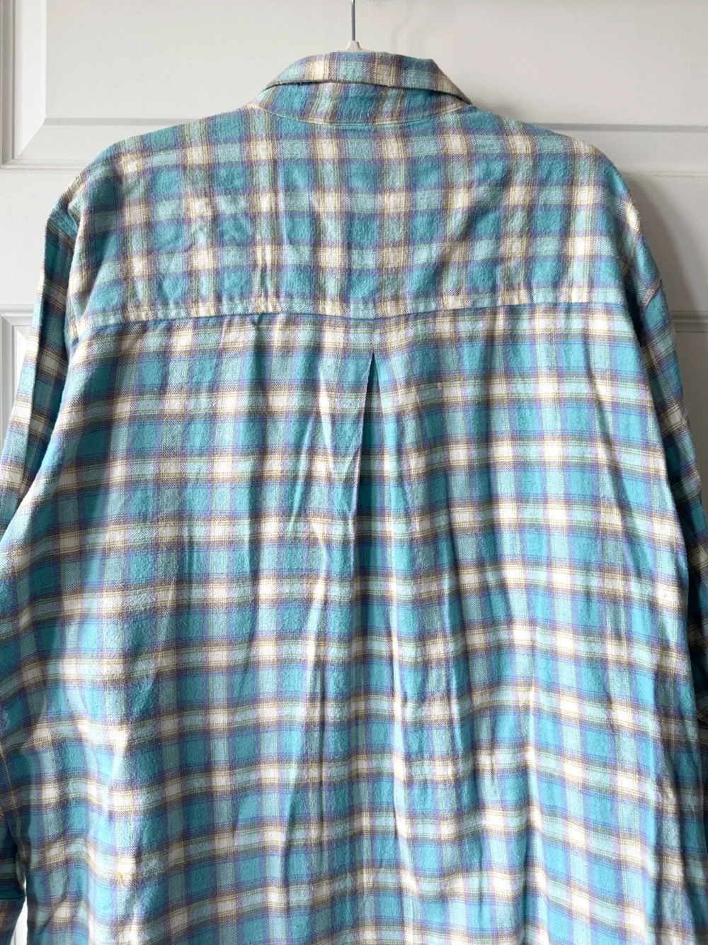 Vintage Honors Plus Size 100% Cotton Plaid Flannel Shirt 1X Teal Purple Cottagec